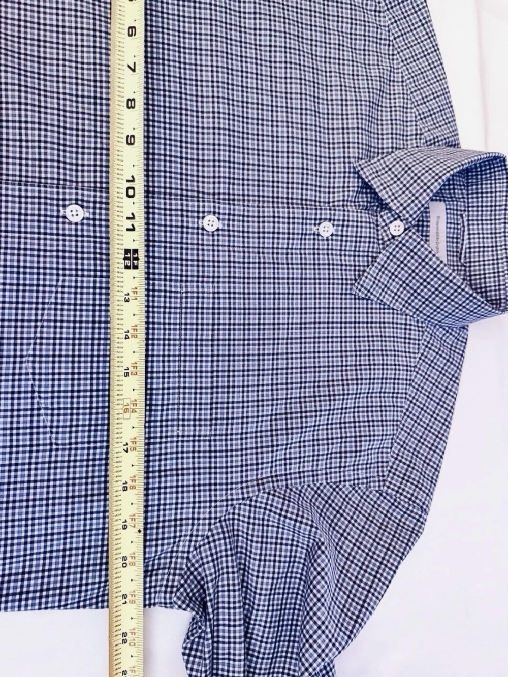 $325 ERMENEGILDO ZEGNA Shirt Mens M Button Down Gingham Check Cotton Turkey EUC - Picture 15 of 16